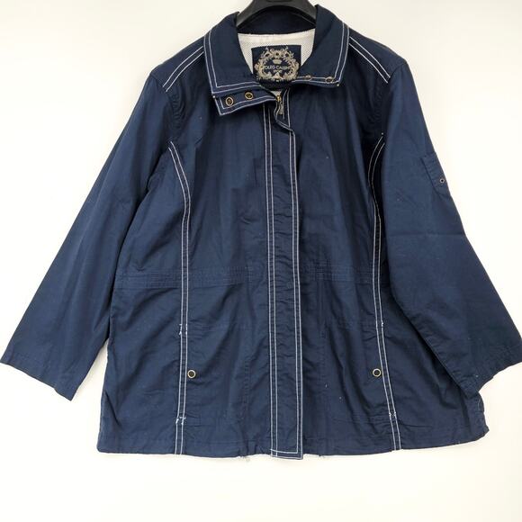 Oleg Cassini Sport Navy Sea Combers Zip Jacket Women’s 2X Nautical Preppy 3711 - Picture 2 of 8